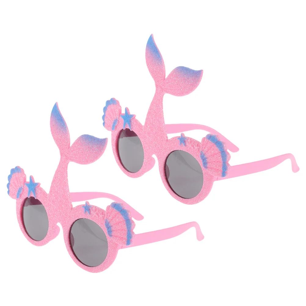 Óculos de festa de sereia, 2 peças, temático havaiano, óculos engraçados para aniversário, praia, luau, festa de dança, adereços de cabine de foto