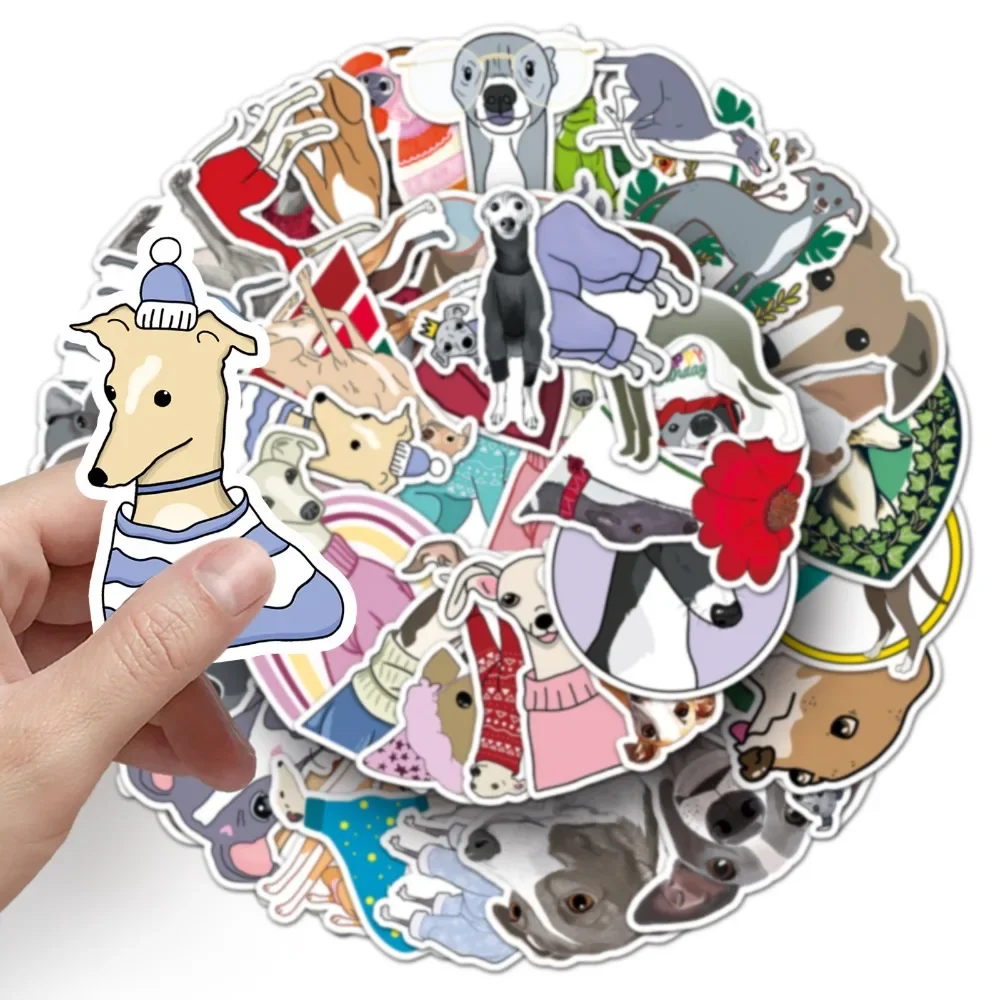 10/50pcs Cute British Pet Dog Sticker Funny Animal Greyhound Stickers Decal for Luggage Laptop Phone Scrapbook Sticker Kids Toy