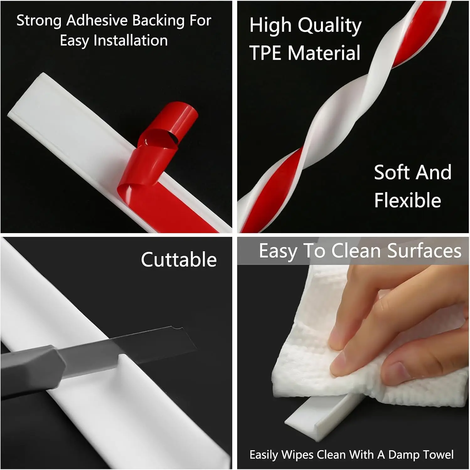Kitchen Countertop Water Dam Self Adhesive Silicone Waterproof Barrier Bathroom Shower Water Stopper Guard Dry Wet Separation
