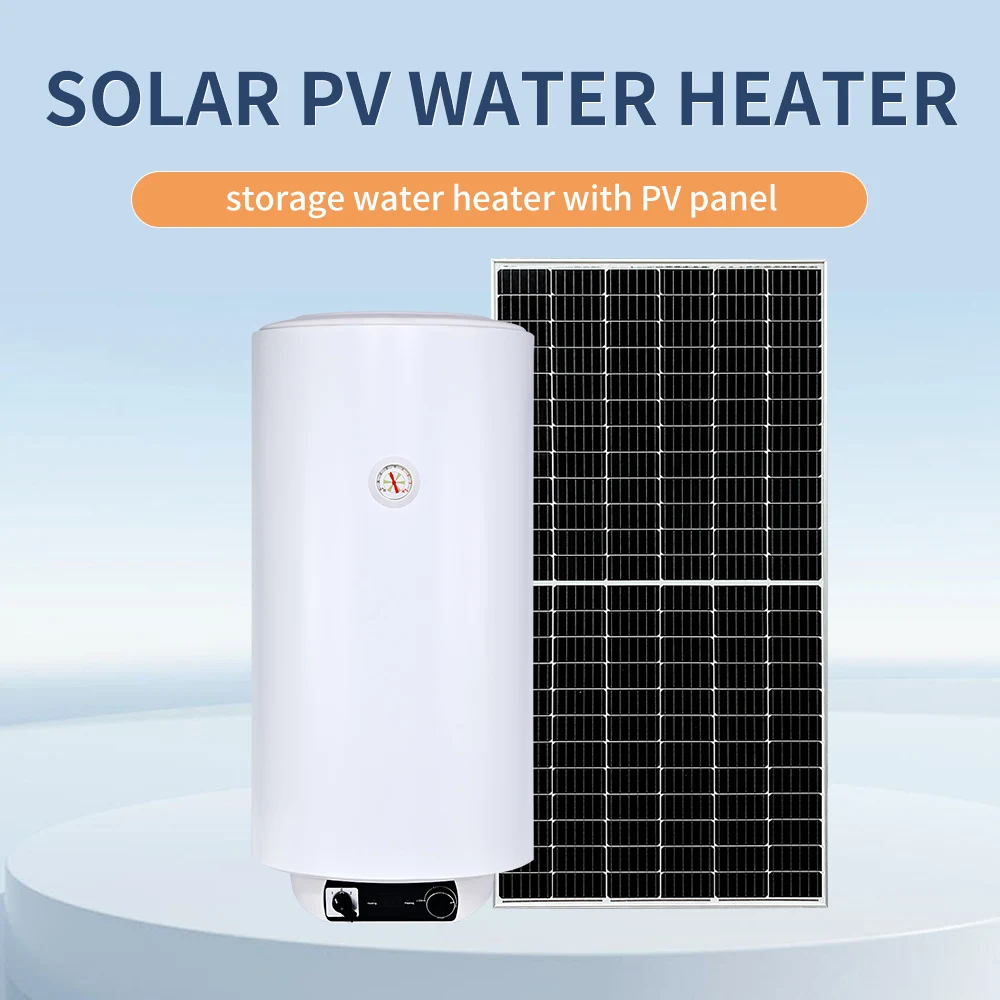 Classic White Cylindrical 60L/80L/100L Solar & Electric Water Heater with Plastic Housing for Household Use