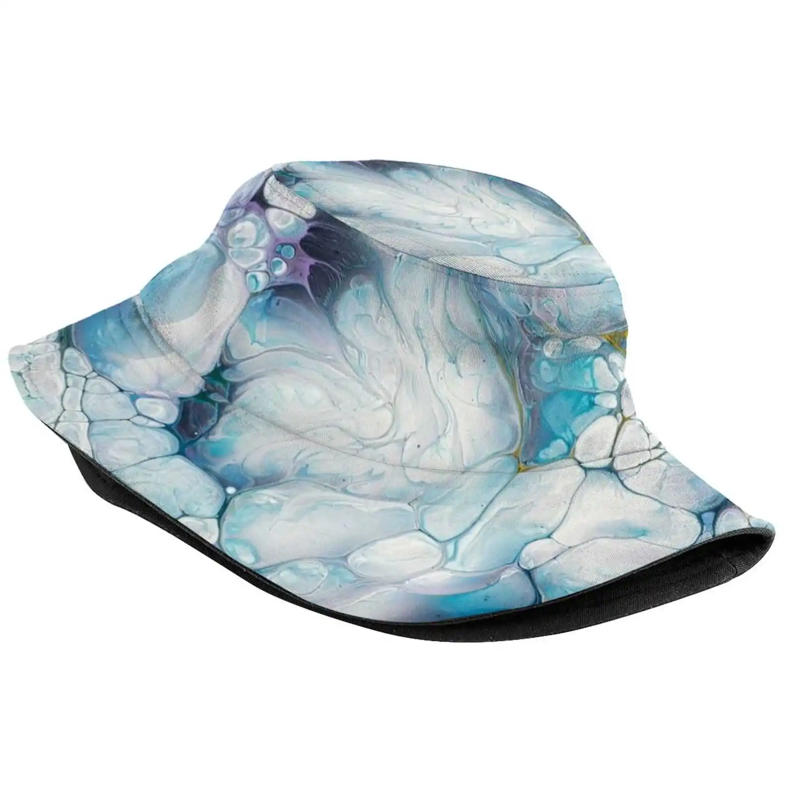 Finding Peace Korean Ladies Outdoor Sun Hat Bucket Cap Fluid Art Acrylic Pouring Abstract Artistic Expressions