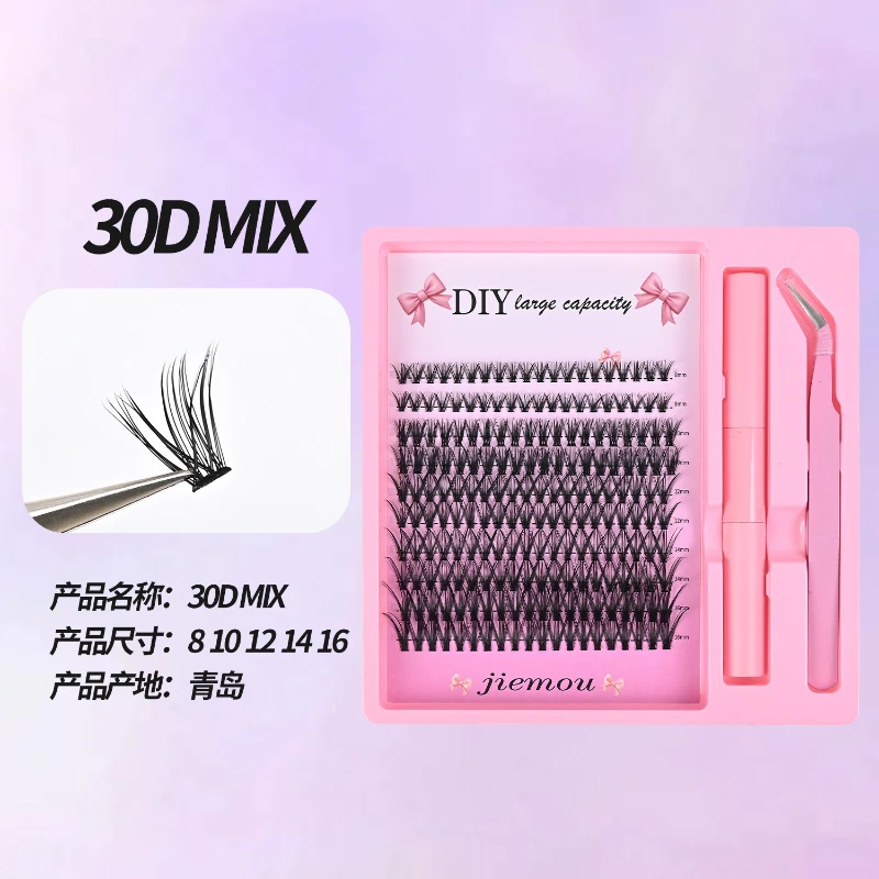 Novità in 30D Doppia palpebra di grande capacità Dieci file di pinzette per colla per capelli hot-melt Set Ciglia finte Ciglia a ciuffo singolo