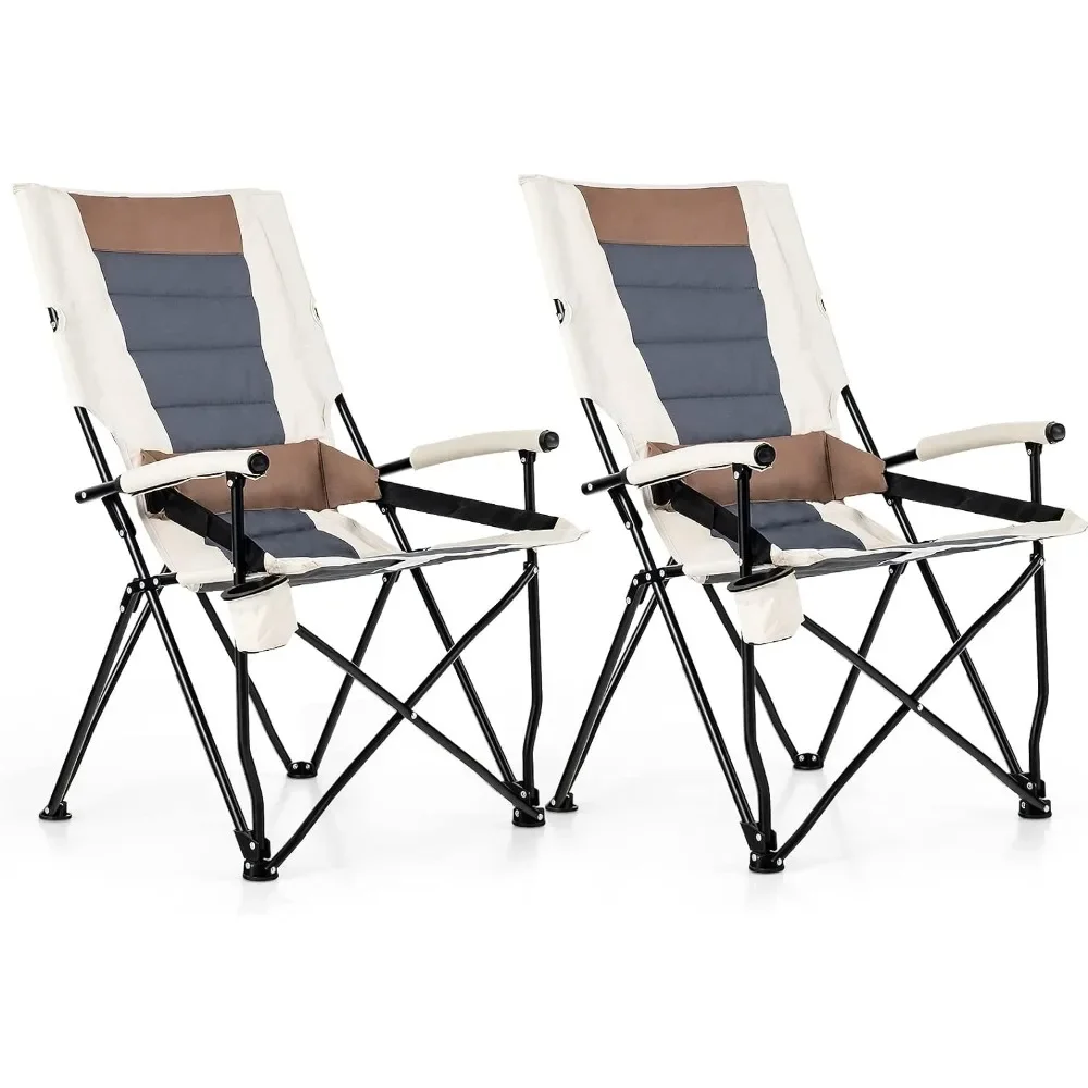 Portable Lumbar Back Fishing chairs Heightened Design w/Cup Holder & Carrying Bag,  for Outside, Fishing, Hiking, Picnic, Lawn