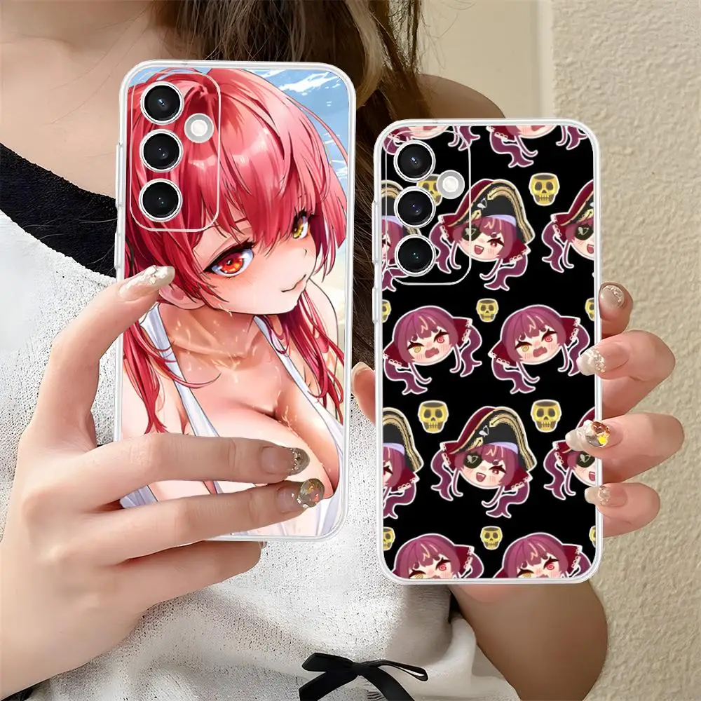 Holo Houshou Marine Phone Case for Samsung Galaxy S25 S24 S23 S22 S21Plus FE Ultra Soft TPU Clear Shockproof Cover