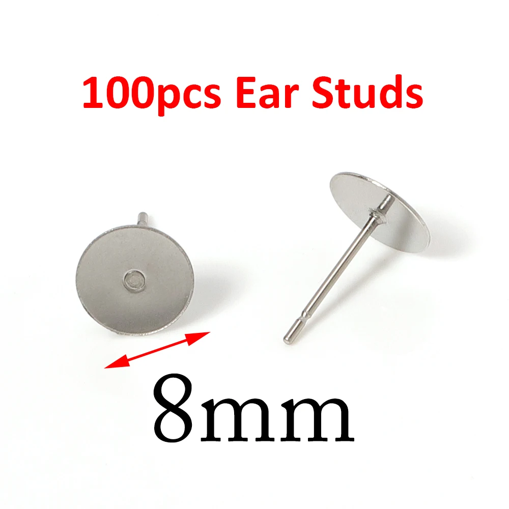 100 Stück Goldene Edelstahl-Ohrstecker 3-8mm mit Flachkopf, DIY Runde Ohrring-Rohlinge, Ohrstecker-Basen für Schmuckherstellung, Ohrring-Verschlüsse
