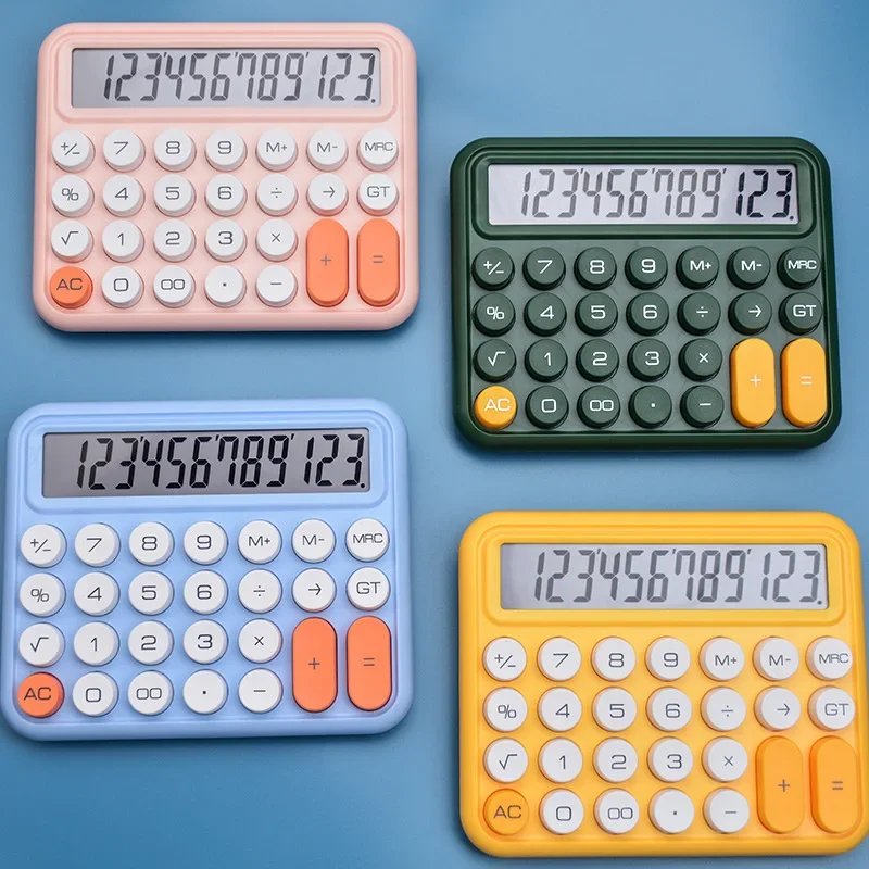 Korea Kawaii Calculator Cartoon Candy Colour Silent Mechanical Keyboard Desktop Financial and Accounting Learning Calculator