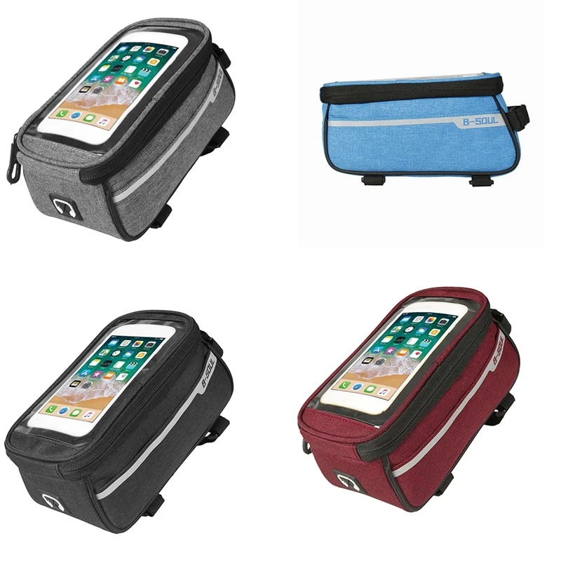 

B-SOUL Bike Phone Mount Bag Bike Bags For Bicycles Bike Frame Bag Mountain Road Bike Accessories For Fit Phone Under 6" Grey
