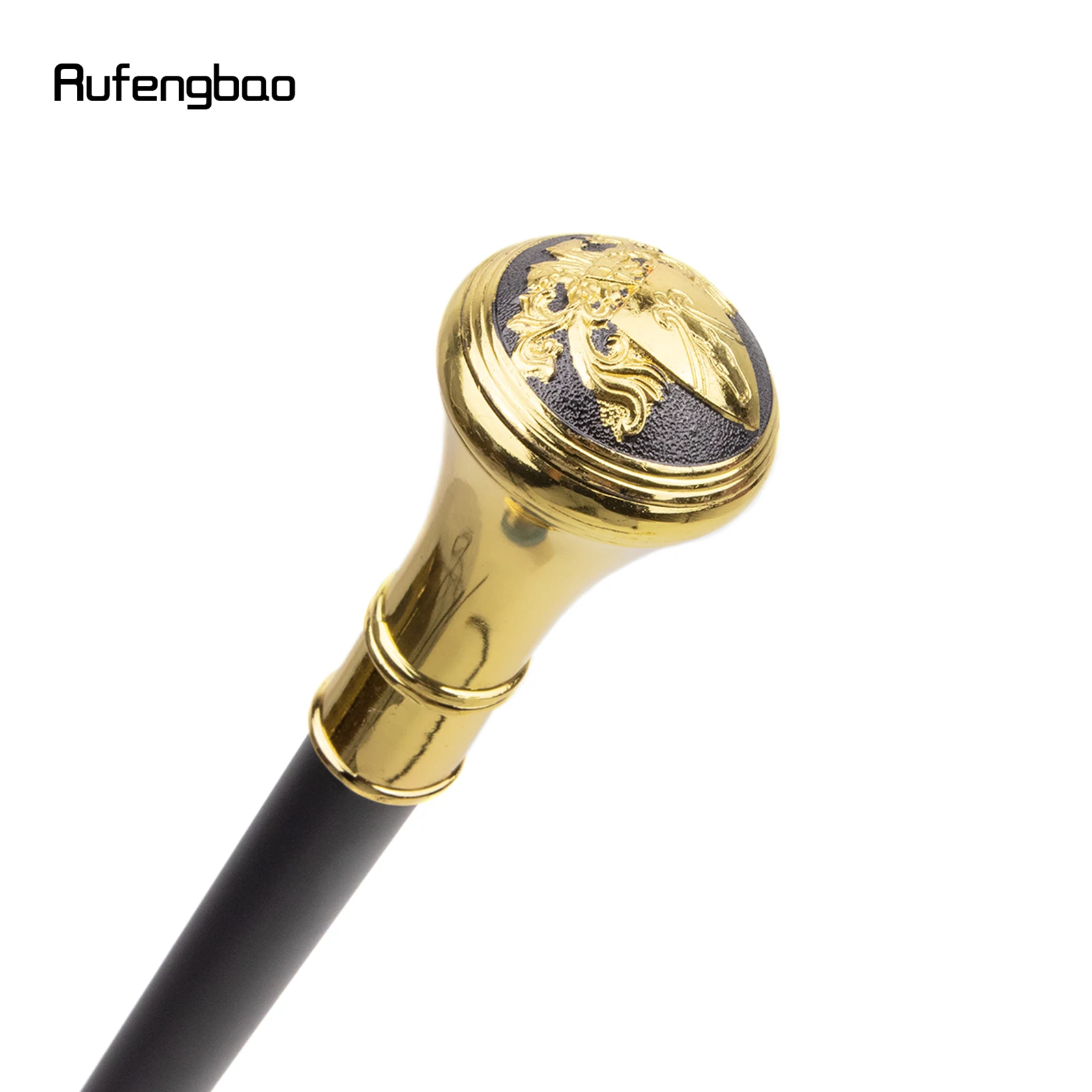 Golden The Crusaders Horsehead Shield Relief Walking Cane Fashion Walking Stick Gentleman Luxury Crosier Knob Walking Stick 93cm