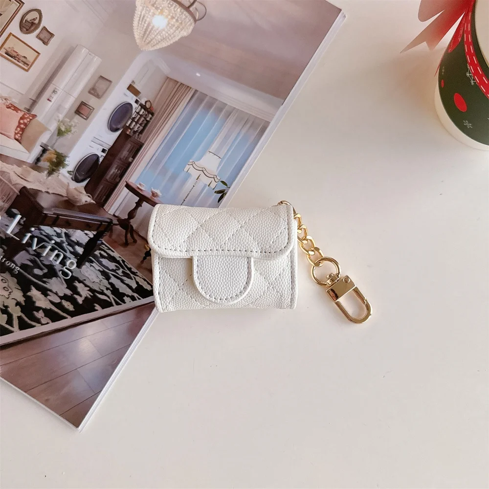 Mode lederen draadloze Bluetooth-headset beschermende schaal voor AirPods 4 2 3 Pro 2 met sleutelhanger Gemakkelijk mee te nemen Mannen en vrouwen