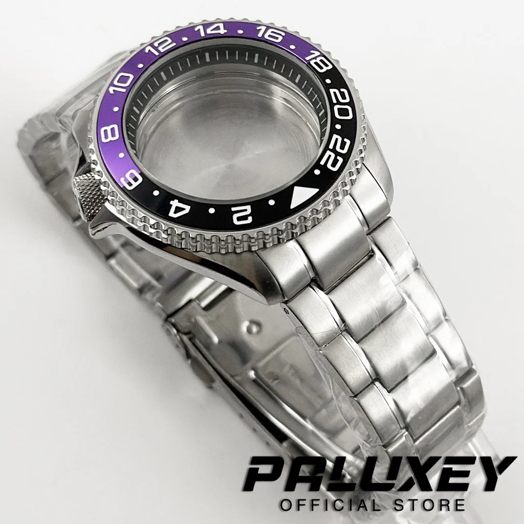 42 مللي متر 007 NH35 SKX ساعة حافظة أسود أرجواني GMT الحافة مع سوار S تاج ل NH34 NH35 NH36 NH38 NH70 NH72 حركة 28.5 مللي متر الطلب