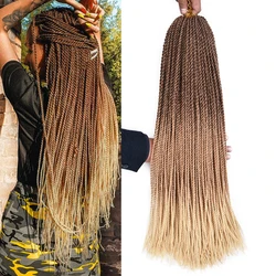 Trenzas retorcidas senegalesas, extensiones de cabello trenzado Ombre sintético, hecho a mano, ganchillo, 24 pulgadas