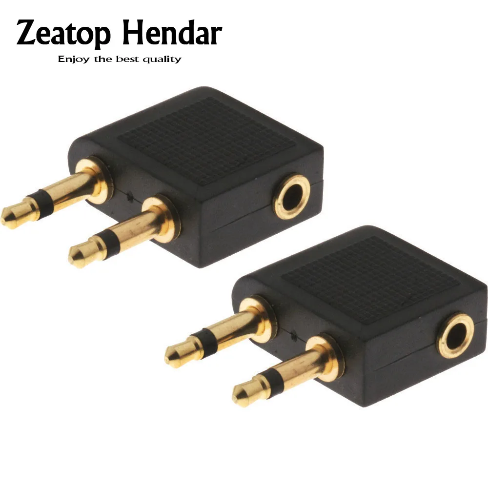 Adaptador de conector de Audio para avión y viaje, 2 piezas, 3,5mm, hembra a Dual, 3,5mm, 3,5mm