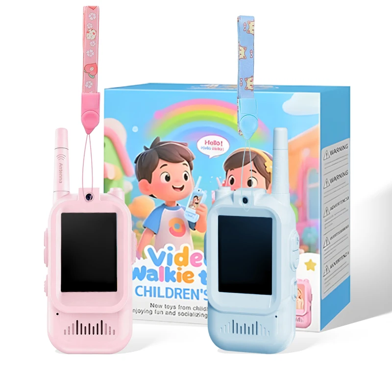 Video Walkie Talkies voor Kinderen, 2-pack, Oplaadbare Intercom Walkie-talkie, Schattig 2 Inch Scherm, Eén-Knops Oproep, Kinder Video Intercom