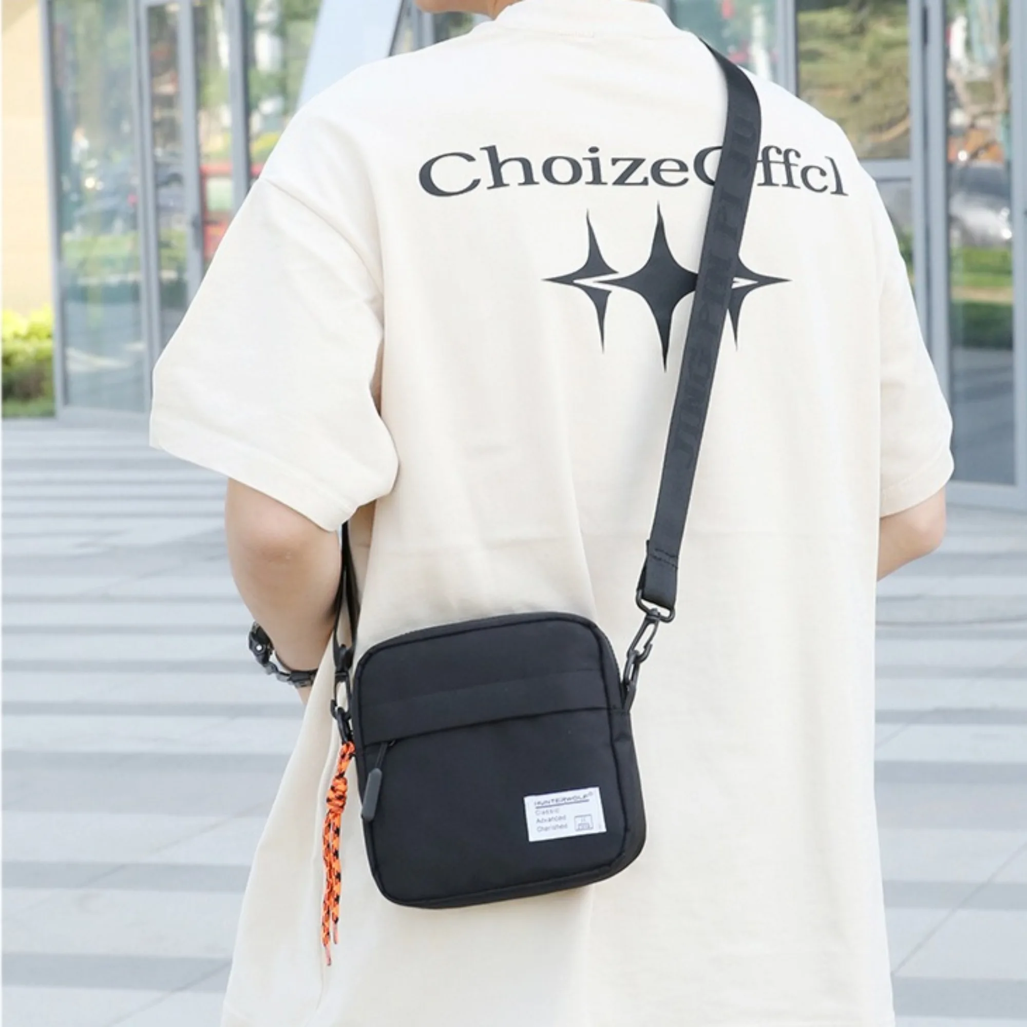 

Casual Oxford Cloth Men's Satchel Zipper Large Capacity Single Shoulder Bag Mini Crossbody Bag Multi-pockets Outdoor Phone Bag