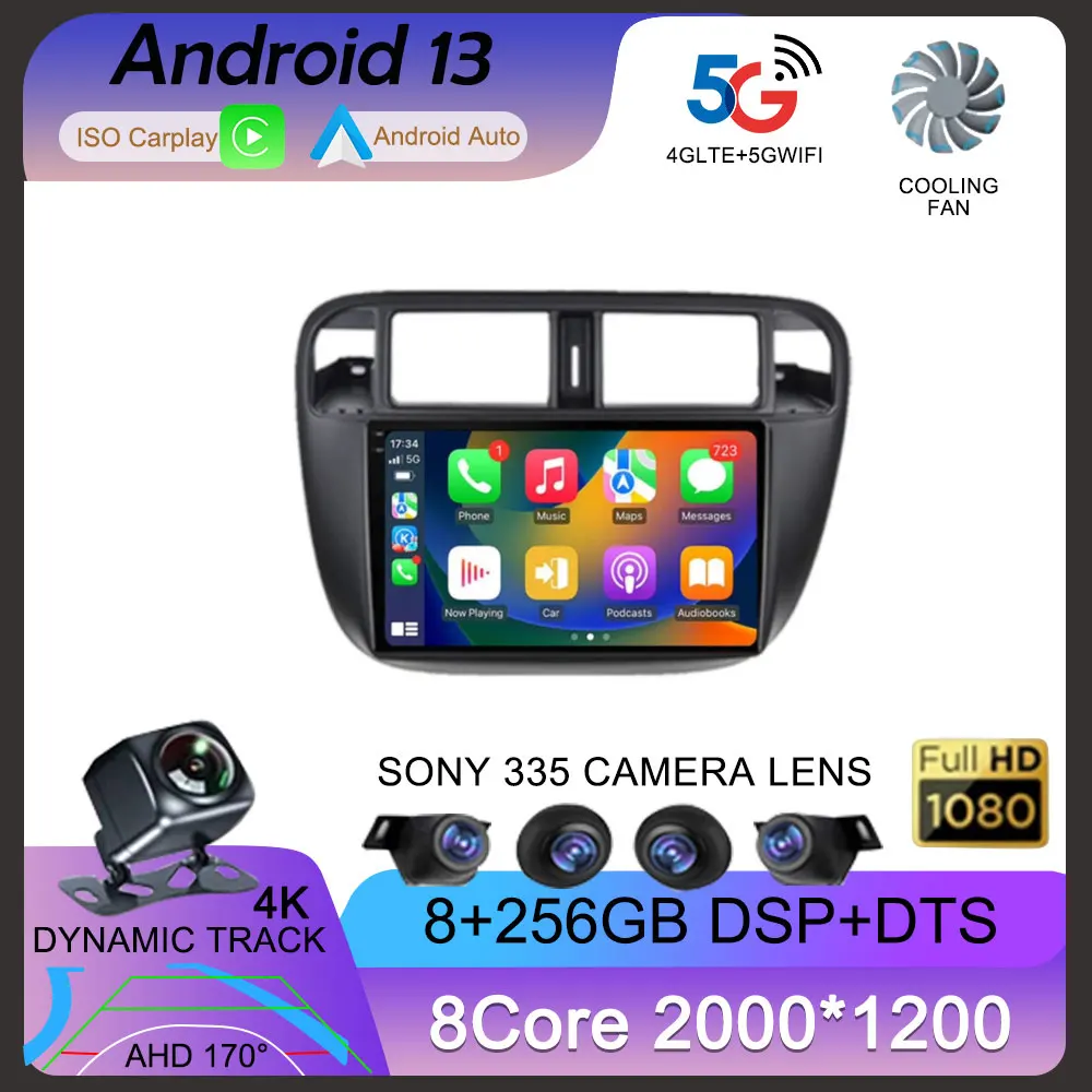 

Android 13 Auto Autoradio WIFI+4G For Honda Civic 1996 - 2001 Car Radio Multimedia Video Player GPS Navigation Stereo 360 Camera