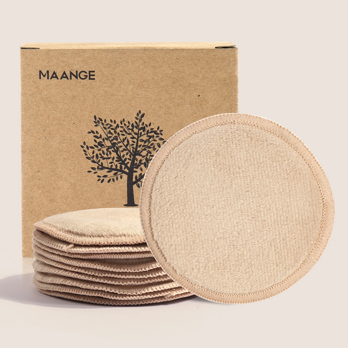 MAANGE-almohadillas de algodón reutilizables, removedores de maquillaje, lavables, redondas de bambú, respetuosas con la piel Facial, herramientas de maquillaje, 10 unidades