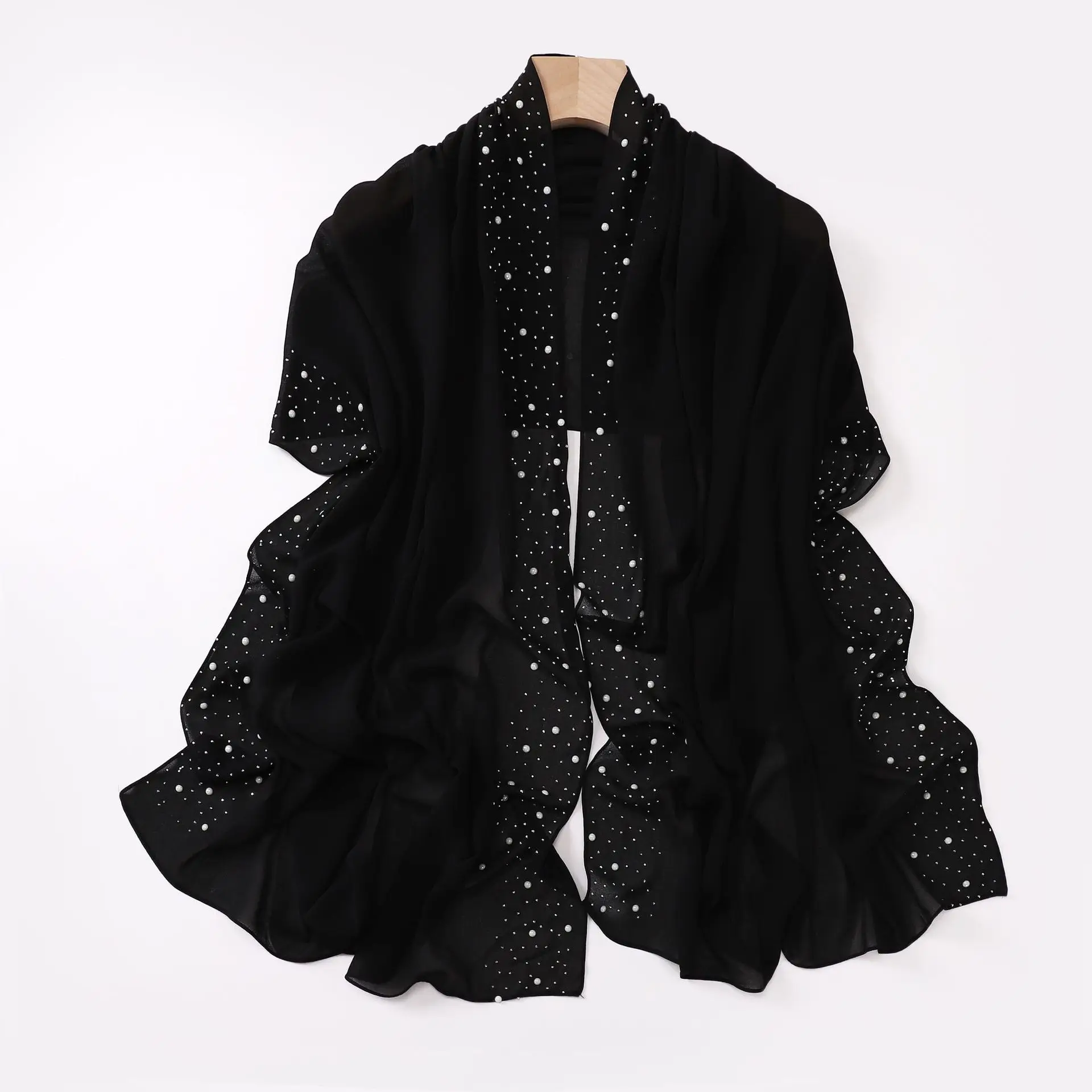 

2026 весенний жемчужный шифоновый шарф-хиджаб, женский однотонный мусульманский платок для Рамадана, роскошные блестящие вечерние шали, модная шаль, универсальная