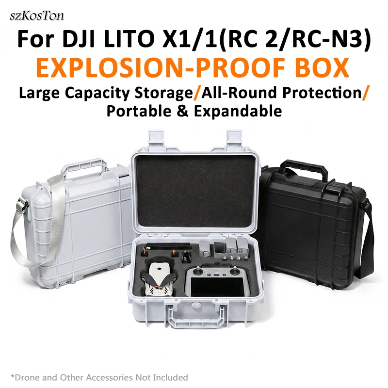 Tragbare Sicherheitsbox für DJI Lito 1/Lito X1, schützende, explosionsgeschützte Box, Tragetasche für DJI RC 2/RC N3 Drohnenzubehör