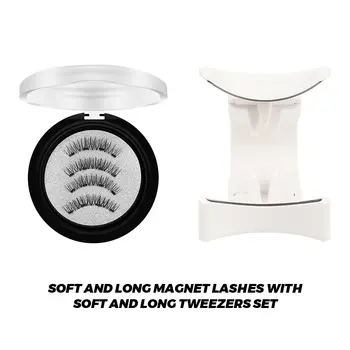 鼎森磁性假睫毛 3D 自然假睫毛 可重複使用 4 片裝 磁性夾子睫毛延長化妝鑷子睫毛套裝 10 最佳銷售 磁性睫毛 - №10