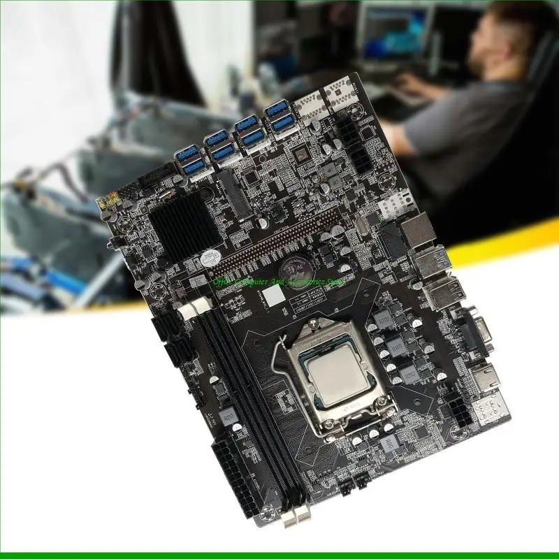 U55C B75 Mining Motherboard 8 USB3.0 PCIe Graphics Card Slot DDR3 BTC Mining Miner