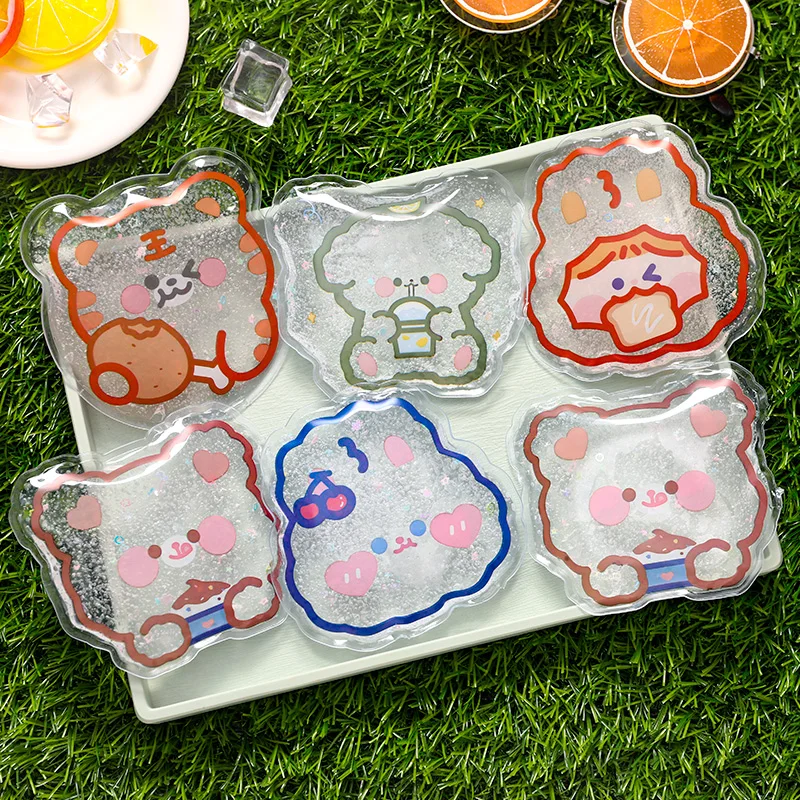 1Pcs Cute Cartoon Portable Mini Ice Pack Cold Gel Reusable PVC Insulated Reusable Cool Cooler Bag for Summer Students Childrens