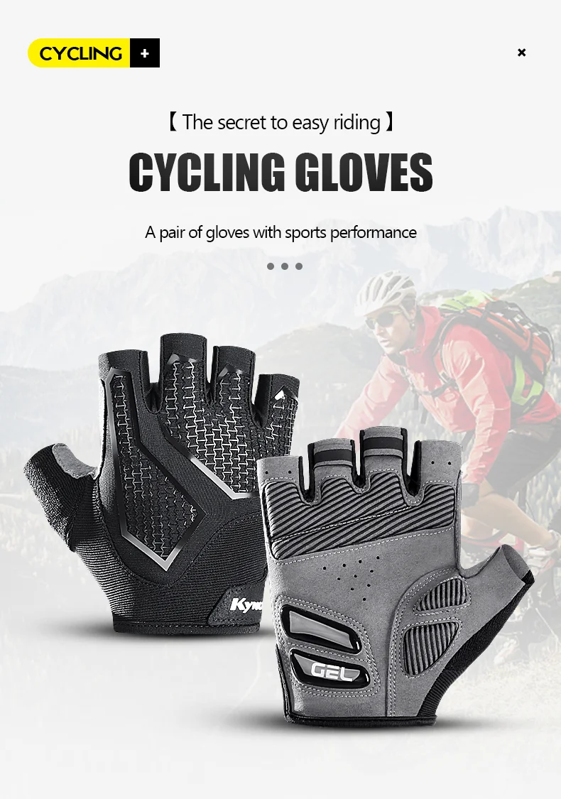 Neue Halbfinger-Fahrradhandschuhe für Herren und Damen, flüssiges Silikon, stoßdämpfend, atmungsaktiv, für Sport, Fahrrad, Fitness – Detail 1