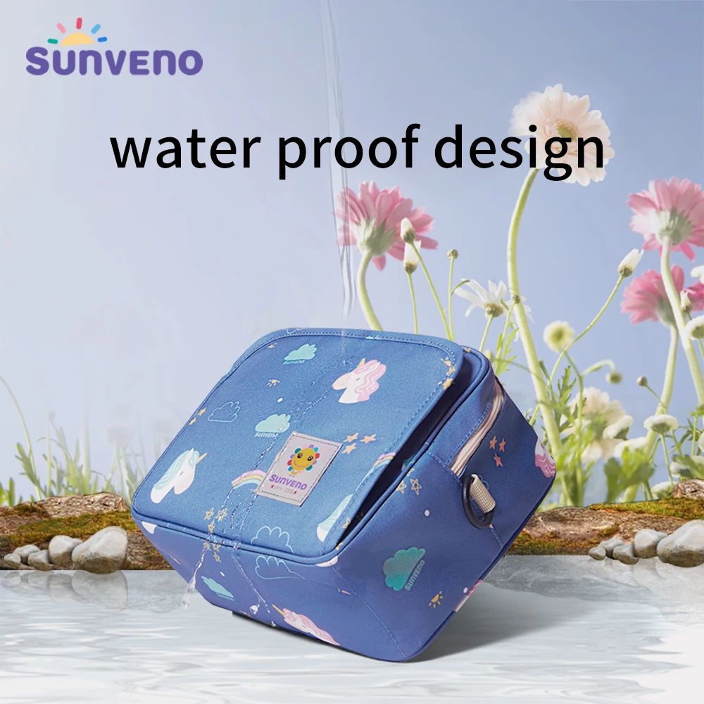 Sunveno-Bolsa de pañales impermeable para mamá, bolsa de pañales de tela lavable, bolsas húmedas reutilizables, organizador de 23x18cm