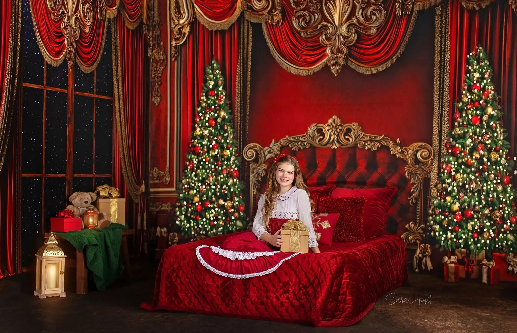 The Christmas Chamber Compose Backdrop Child Baby Photo Props Adult Kids Decor Xmas Tree Fireplace Photography Studio Background