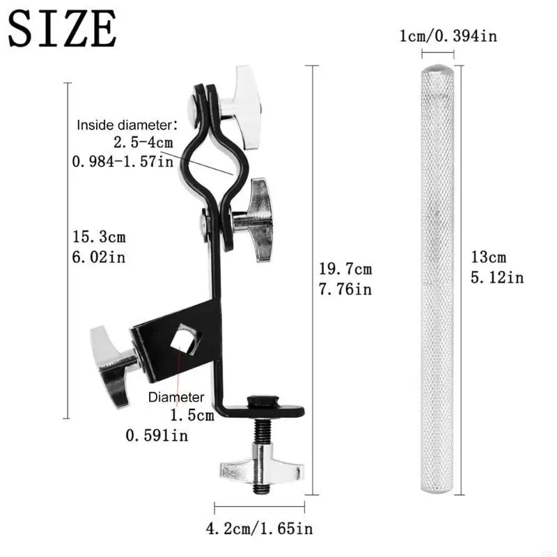 Cowbell Stand حامل رعاة البقر مقطع Cowbell مقطع تصاعد مشبك Hoop مثبتة Cowbell المشبك القابل للتعديل cowbell mount المشبك A70D