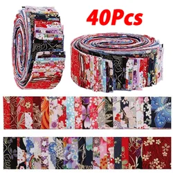 40Pcs Japanese Jelly Roll Strips Fabric Cotton Quilting Material Craft Fabric Bundle Patchwork Sewing Dolls Bag Needlework Cloth