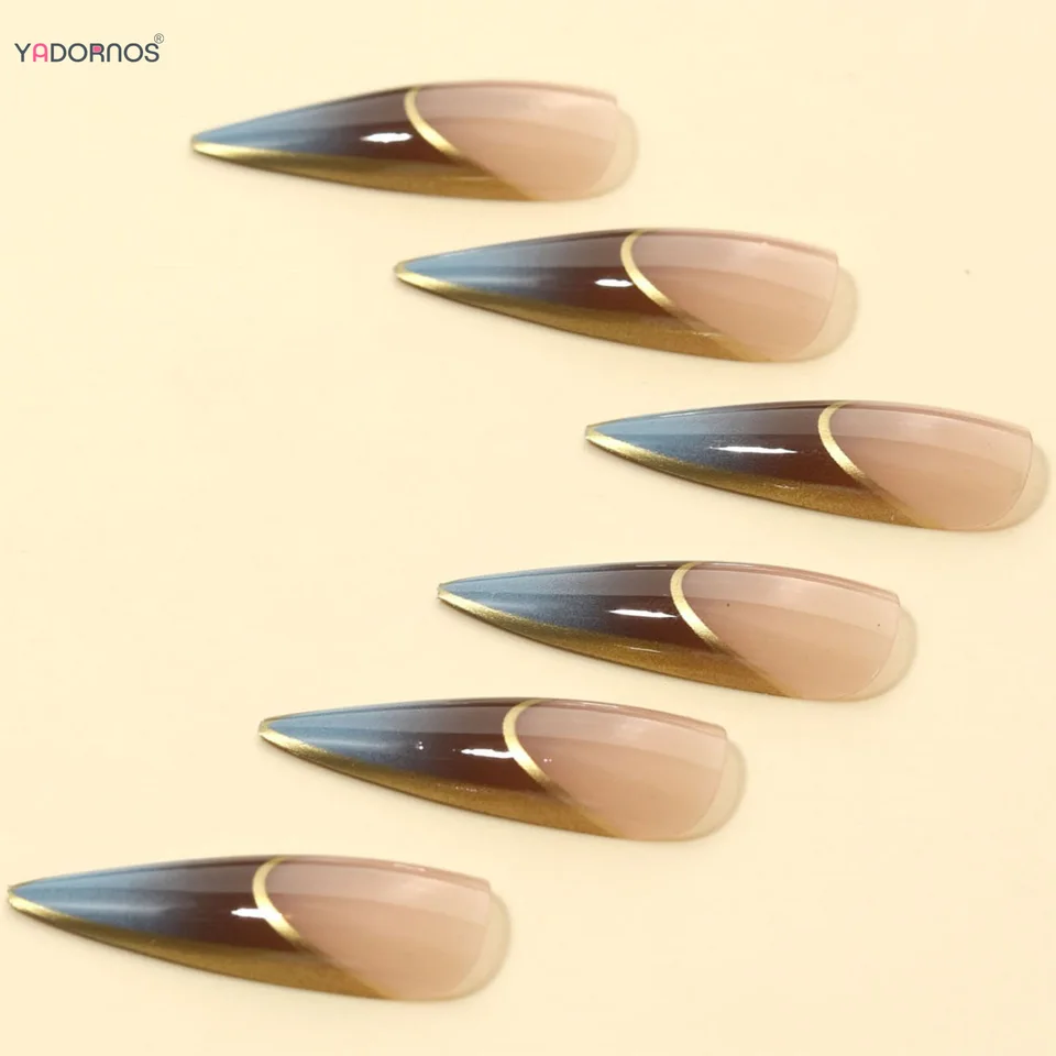 24 piezas uñas postizas stiletto largas blanco leche, cobertura completa, minimalistas, acrílicas 5