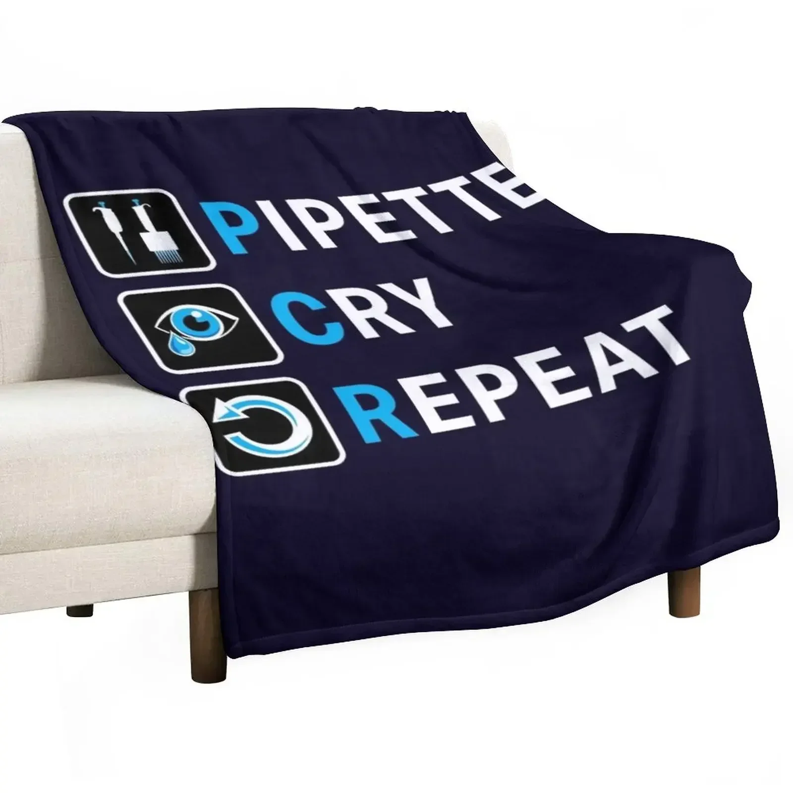 PCR Pipette Cry Repeat Funny Design for DNA Biotechnology Lab Scientists Throw Blanket Soft Plaid decorative Flannels Blankets