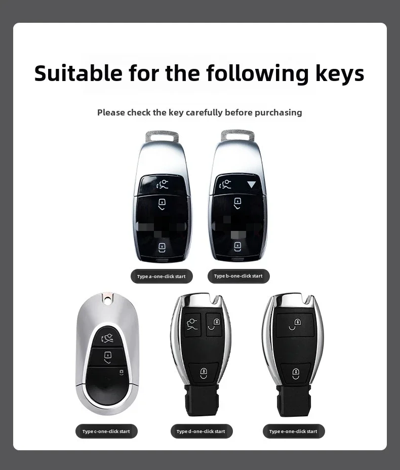 Alloy Style Car Key Case Cover Shell Fob For Mercedes Benz W204 W205 W212 W213 W176 W177 W219 A B C E S Class GLC CLA AMG