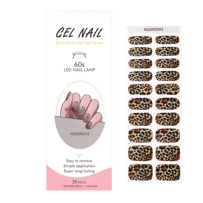 Huizi French Gel Nail Strips Patch Sliders Adhesive Waterproof Long Lasting Full Cover Gel Nail Stcikers UV Lamp Need