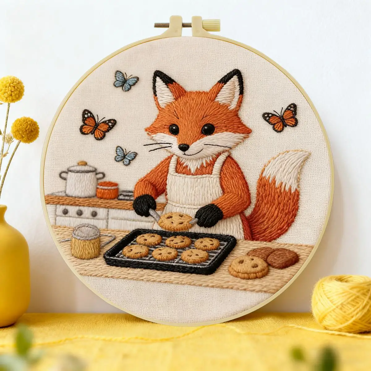 1 Stück 20X20CM/15X15CM 7,87/6,3 Zoll Tier - Fuchs Stickerei Starter-Kit DIY-Kit DIY-Stickerei-Set Handarbeiten Nadelkunst – Detail 1