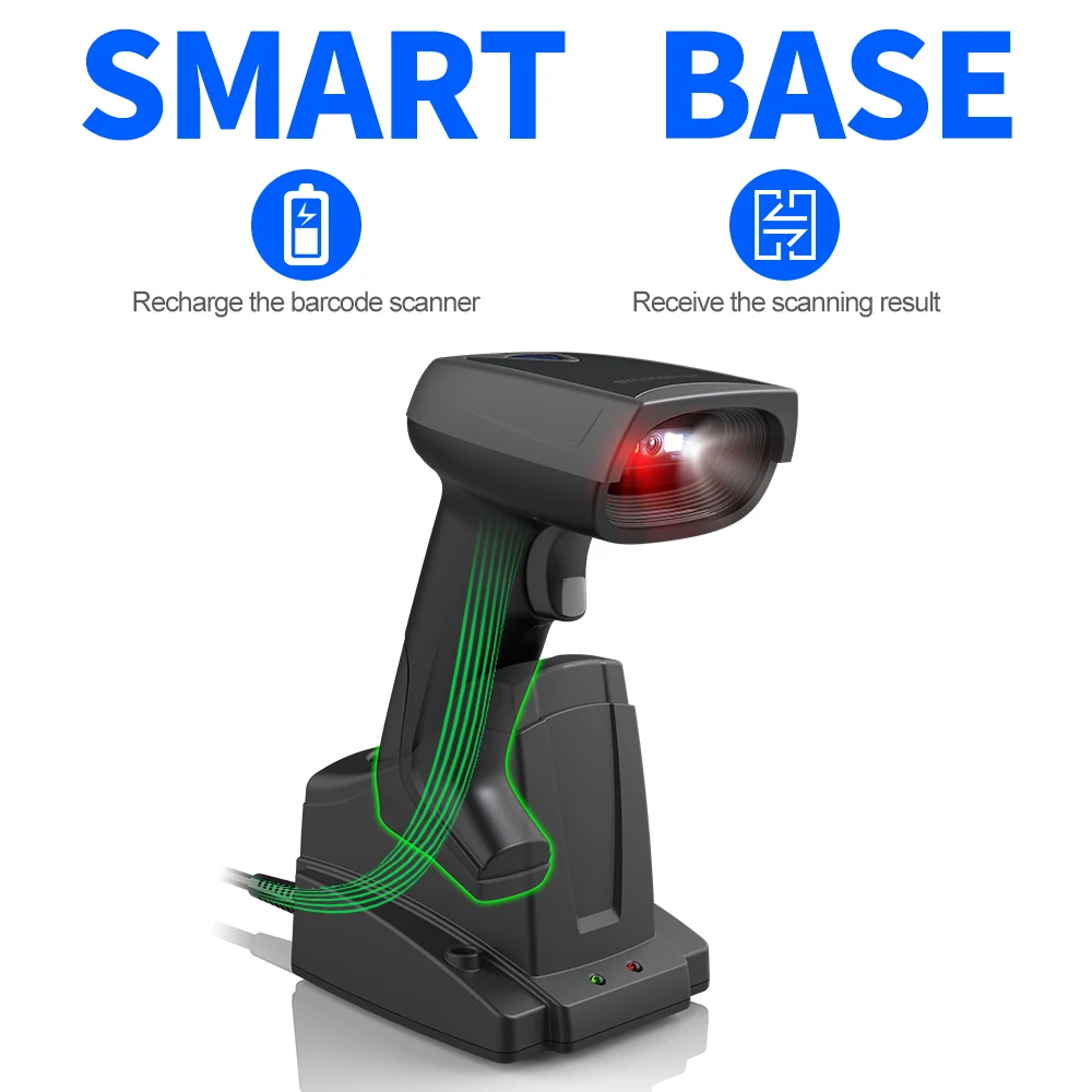 Pemindai Barcode Bluetooth 2D Xincode, Pembaca Kode Batang QR PDF417 Aztec Nirkabel Sistem Android IOS Dengan Dudukan Pengisi Daya