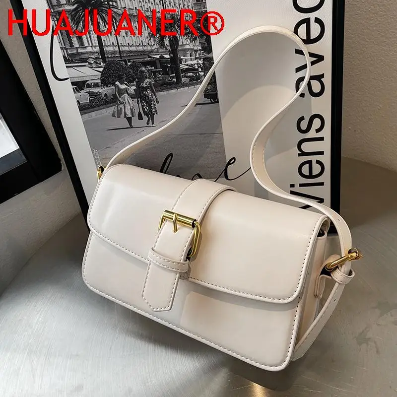 2023 Simple Belt Design Small PU Leather Flap Purse Crossbody Bag Women In Trend Fashion Shoulder Handbags Vintage underarm bag