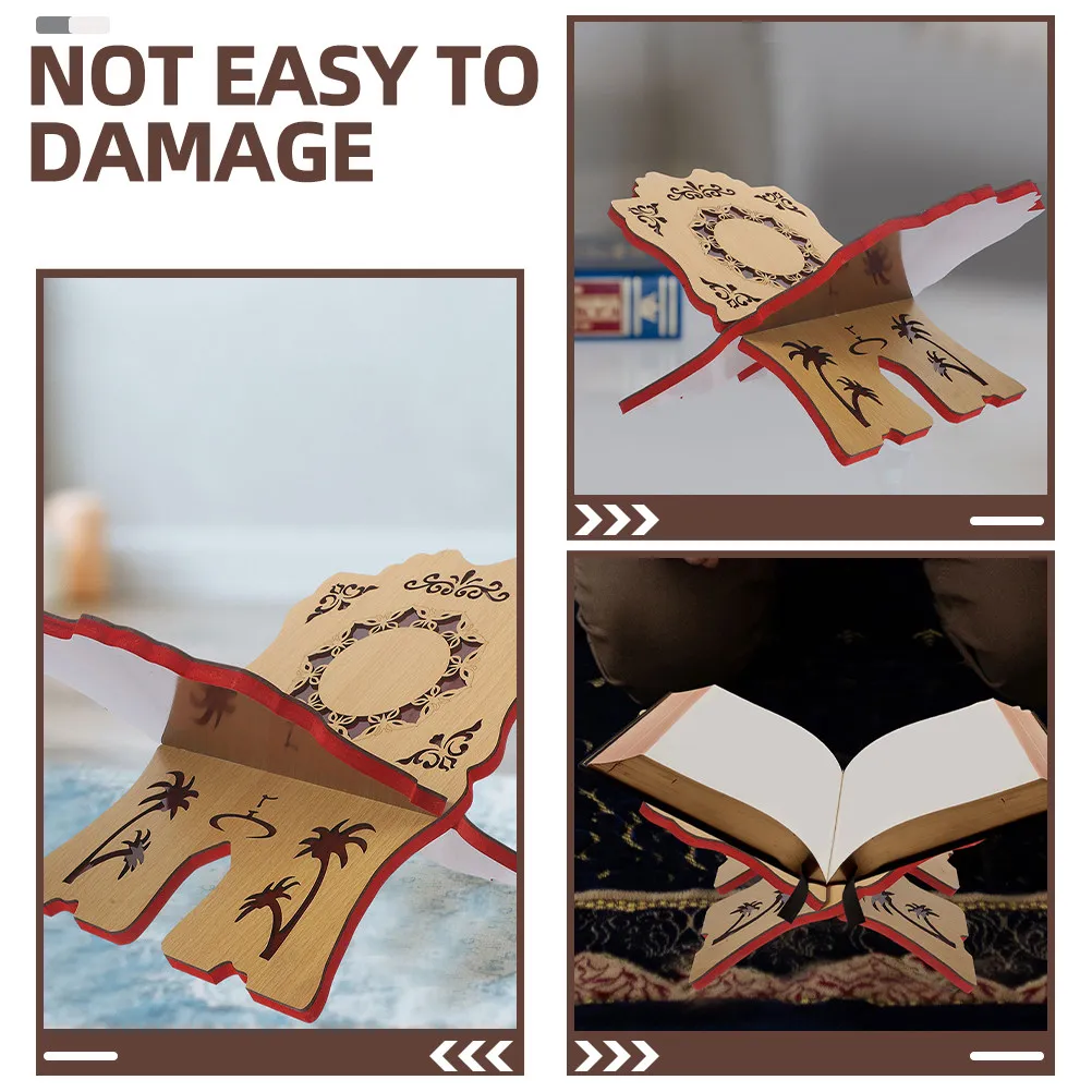 

Detachable Wooden Book Stand Islam Eid Bible Reading Holder Compact Chanting Rack Desktop Reading Support for Home Temple School