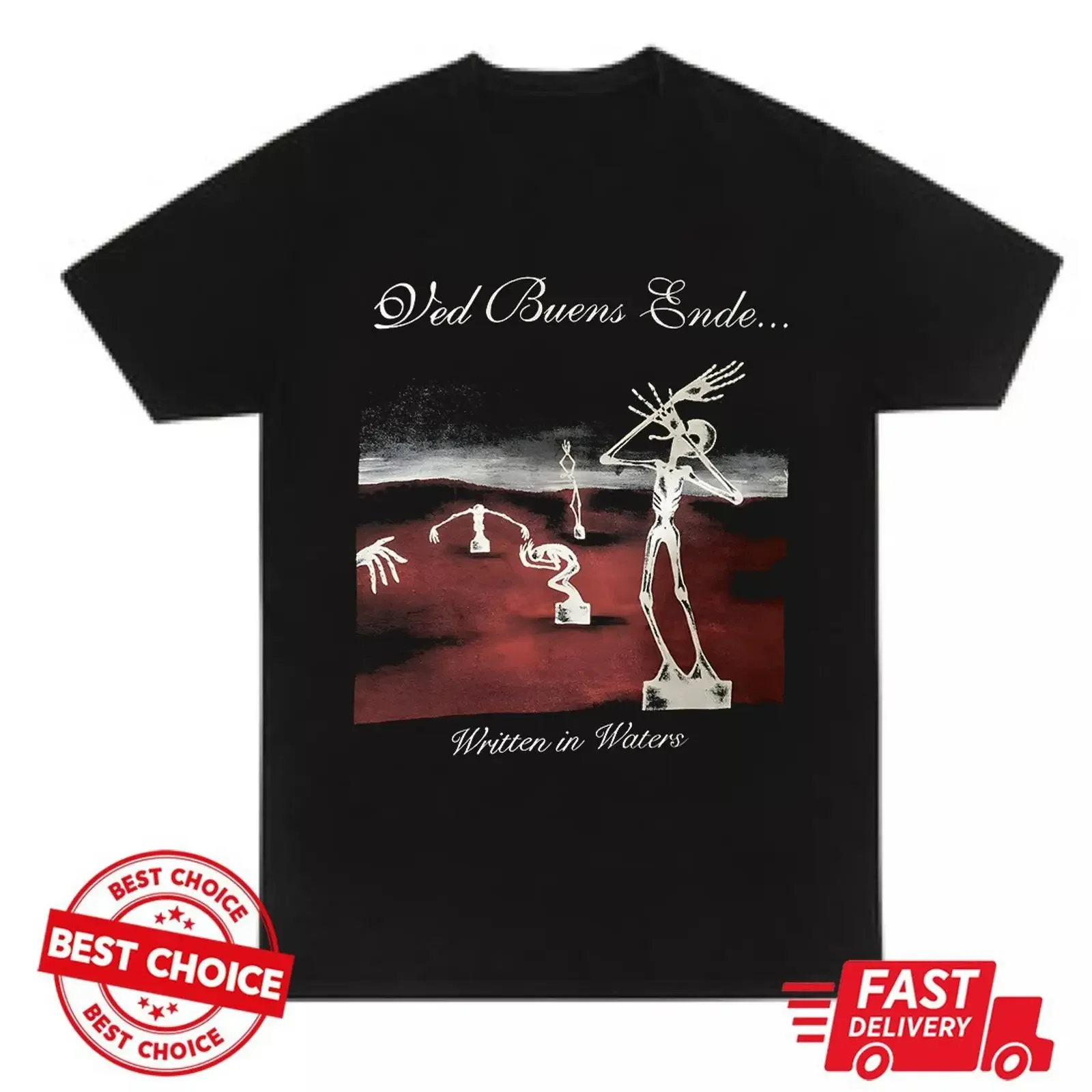 Ved Buens Ende Written In Waters Black T Shirt S 3XL QT7649 vintage Washed Top For Everyday Wear Casual Comfortable graphic
