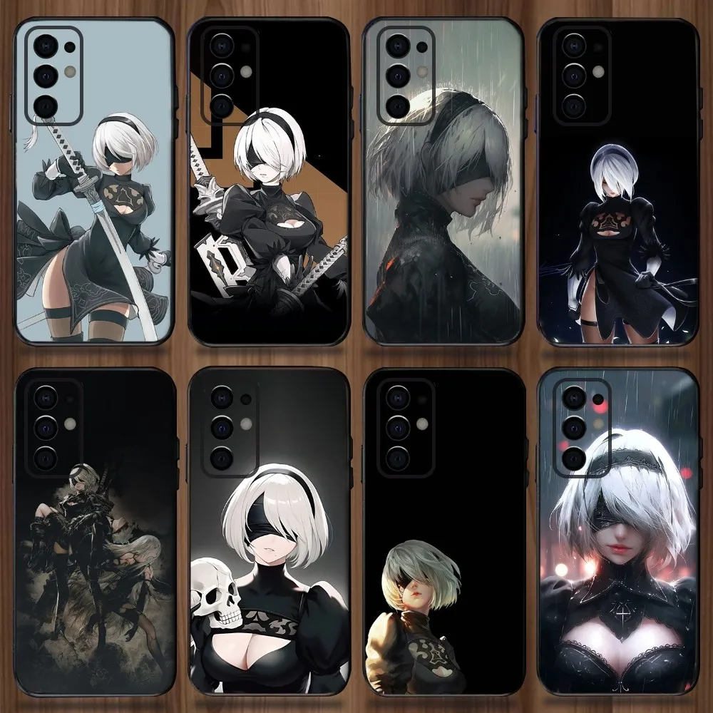 N-NieR A-Automata 2B Phone Case For Samsung Galaxy A13,A21s,A22,A31,A32,A52,A53,A71,A80,A91 Soft Black Cover