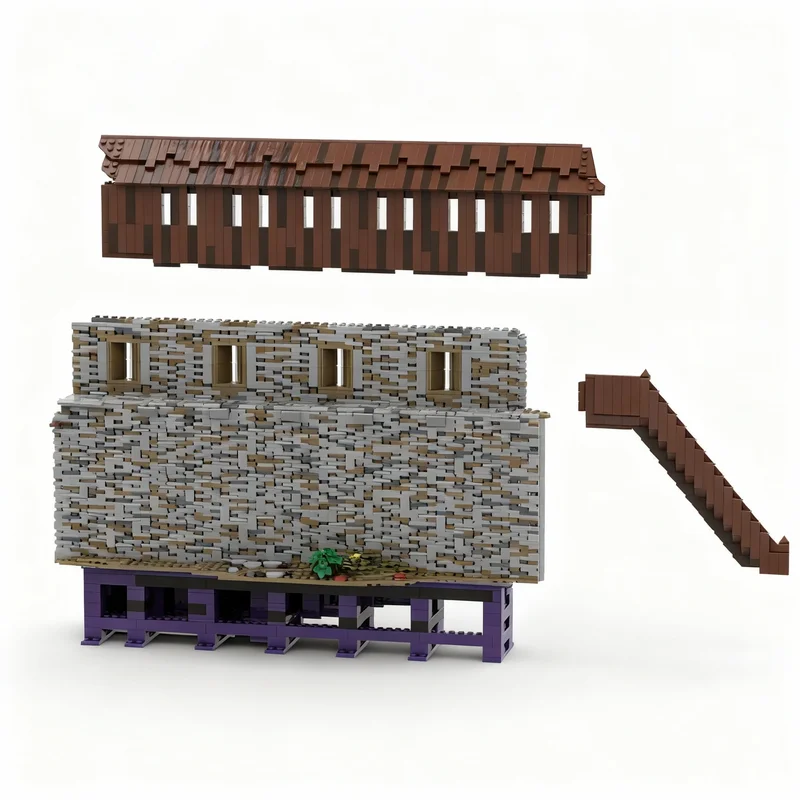 5455pcs MOC 05 Castle Hohengeroldseck - Castle Wall Battlements Castle Part 1 Model Building Blocks Art 3D Birthday Education
