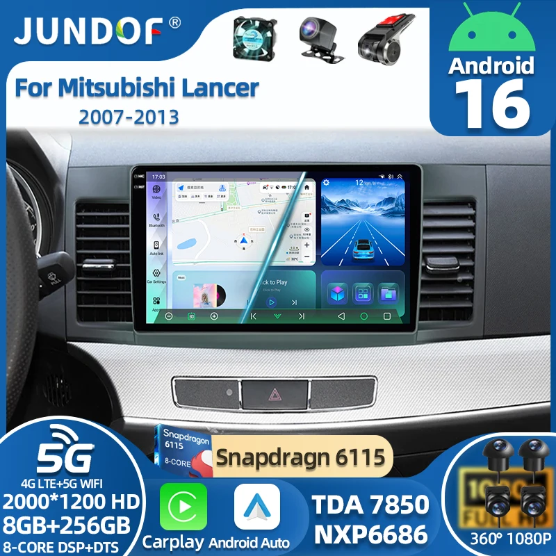 Android 16 Car Radio Stereo For Mitsubishi Lancer 10 CY 2007 - 2013 Multimedia Video Player WIFI+4G Navigation GPS NO 2Din DVD