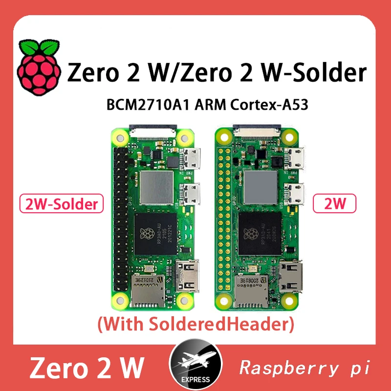 Official Original Raspberry Pi Zero 2 W Zero 2W-Solder with SolderedHeader 512MB DRAM BCM2710A1 Bluetooth4.2