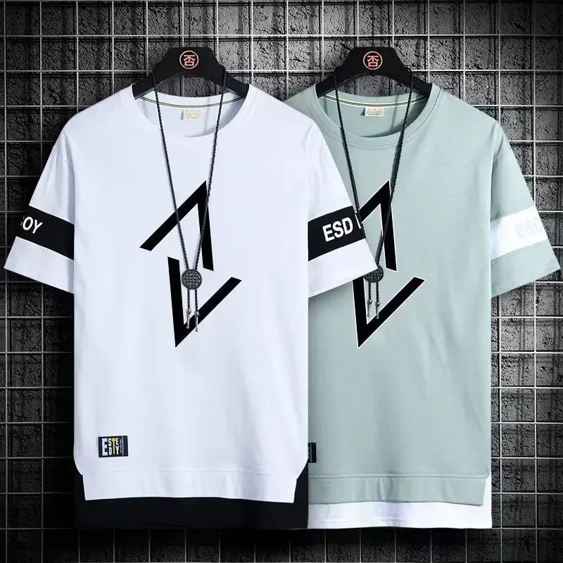 T Shirt Brand Men Clothing T-Shirts Fashion Short Sleeve Tshirt Streetwear Summer Round Neck Tees Man Sport Sportwear Vintage