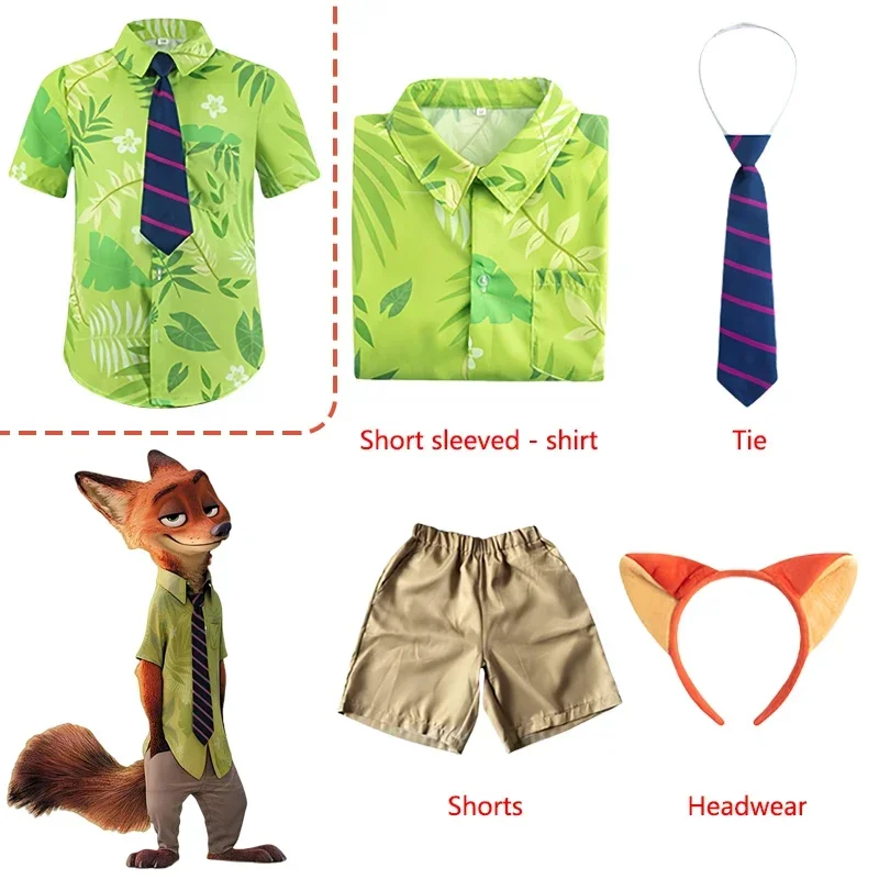 Nick Wilde Cosplay Costumes Zootopia Cosplay Summer Shirt Tie Nick Suits Halloween Carnival Cos Adult Unisex - view 4