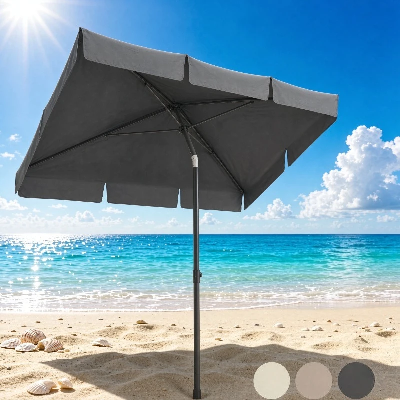 Rectangular Patio Parasol UPF50+ Waterproof Polyester Canopy, Adjustable Aluminium Pole Sunshade for Garden Balcony Beach