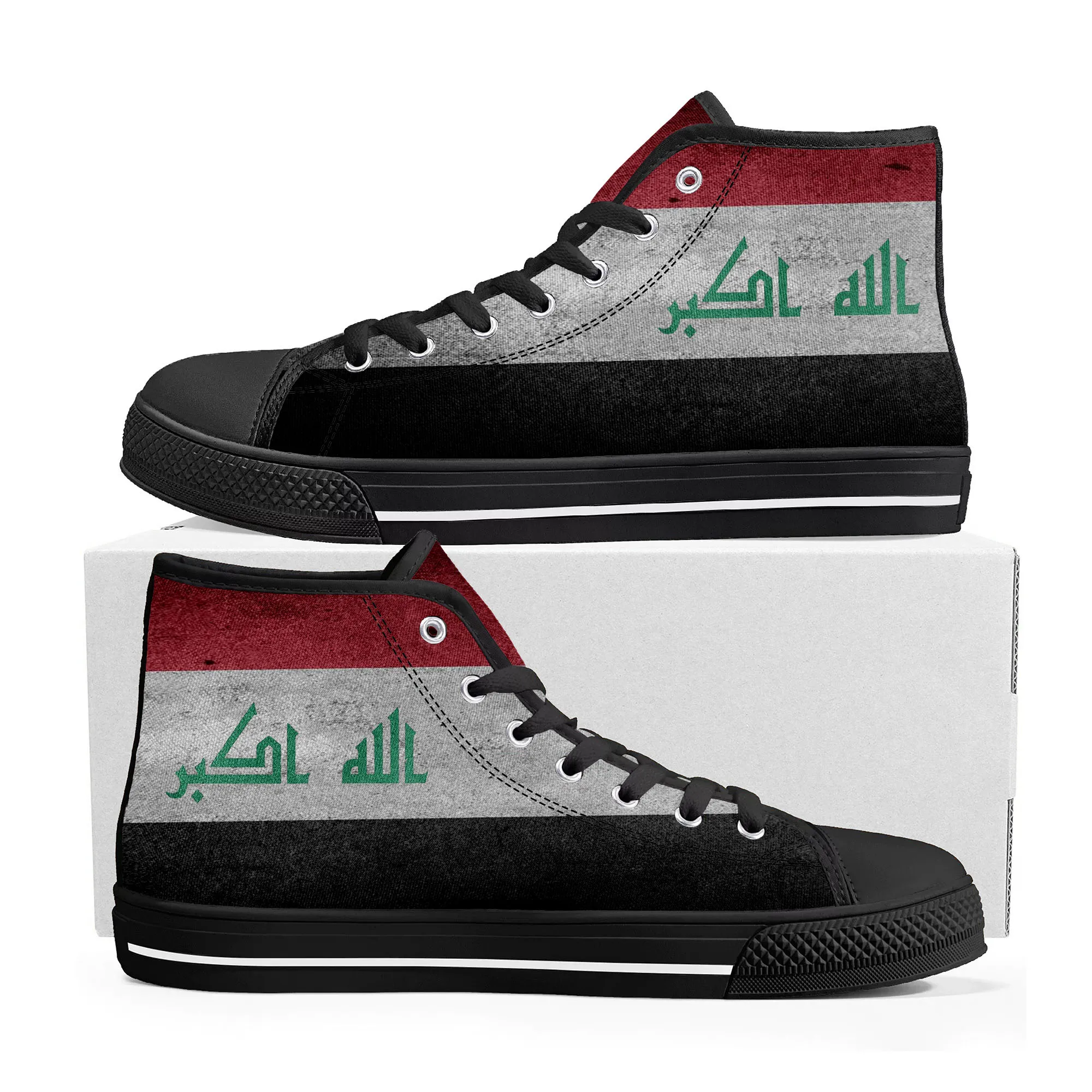 

Iraq Flag Mesopotamia High Top High Quality Sneakers Mens Womens Teenager Canvas Sneaker Custom Made Shoe Casual Couple Shoes