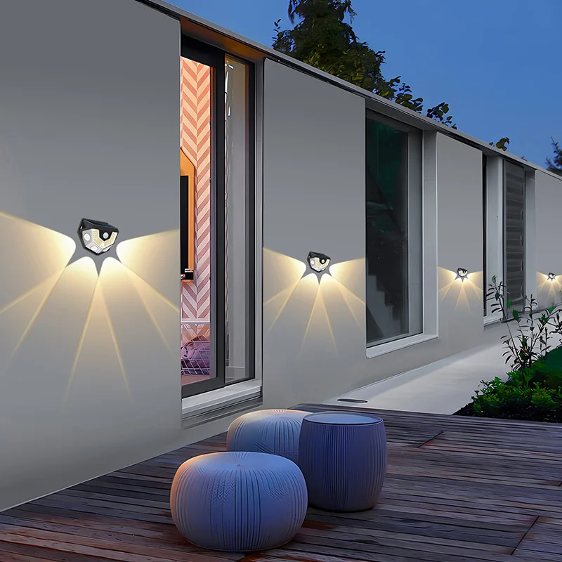Solar wall lamp Outdoor garden decoration Household outdoor convex lens Human body induction wall washer Infrared