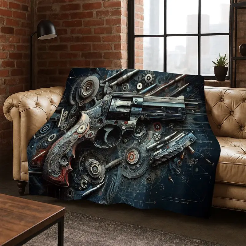Gun Pistol Ammunition Bullet Cartridge Flannel Blanket Soft Warm Throw Blanket for Bedroom Living Room Bed Travel Camping Picnic