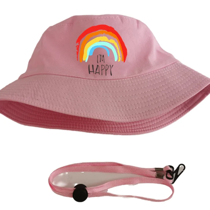 baby bucket hat accessories sun fishing fishman rainbow printed hat cap for boys and girls kids Windproof rope mommy and me